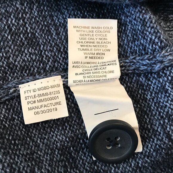 Method Men Blue Shawl Collar Chunky Knit Pullover Sweater Business Casual Preppy - Picture 4 of 11